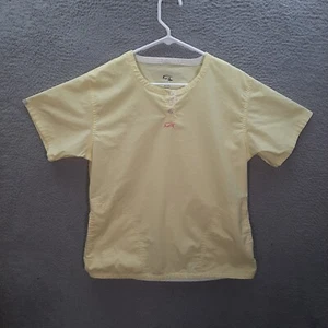 Iguana Med Scrub Top Womens Large Yellow Smock Nurse Medical Dental Veterinarian - Picture 1 of 8