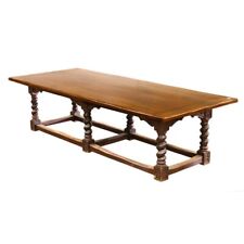 EARLY 20TH C MASSIVE ARTS AND CRAFTS  WIDE PLANK OAK REFECTORY TABLE (AF1-129)
