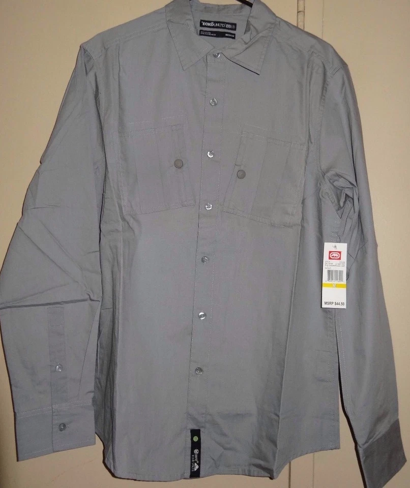 Camisa Ecko Unltd Unlimited Rhino Hombres Talla M Gris Abotonada Manga Larga NUEVA NUEVA CON ETIQUETAS Foto 1 de 4