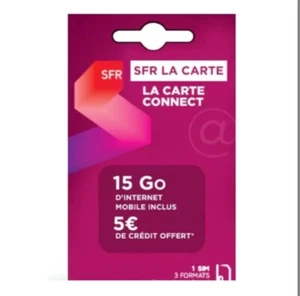 Carte Sim prépayée SFR la carte connect 15Go internet + 5 euros de crédit - Zdjęcie 1 z 1