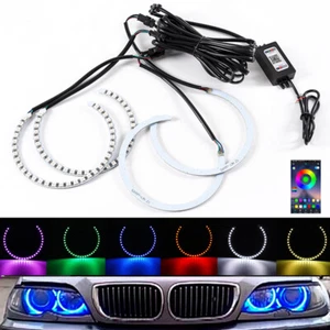 Headlight RGB 7 Colors LED Angel Eye Halo Rings Kit For BMW E39 E46 3 5 7 Series - Imagen 1 de 9