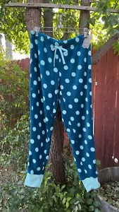 PJ Couture Pajama Pants Lounge Small Blue Green Polka Dot Soft Cozy Joggers Warm - Picture 1 of 14