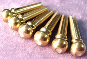 BEAUTIFUL BRASS GUITAR BRIDGE PINS WITH PEARL DOT - Picture 1 of 4