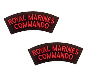 2 NEW Royal Marines Commando Red and Black Shoulders Flashes / Titles - Picture 1 of 1
