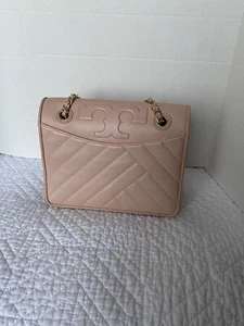 Tory Burch Quilted Convertible Chain Shoulder Handbag Peach/Pink - Picture 1 of 12