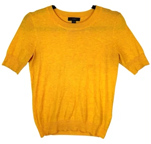 J.Crew Sweater Butter Yellow XXS Short Sleeve Silk-Blend Crewneck Light Travel - Picture 1 of 7