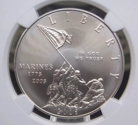 2005 "P" Commemorative *MARINES* Silver BU Unc Dollar $1 NGC MS70 #003 ECC&C Cover
