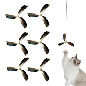 Kitten Cat Toy Refills Replacement Feather Pet Cat Teaser Toy Rotatable 6 PCS - Picture 1 of 12
