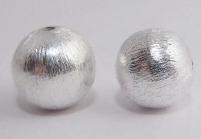 10 PCS 18MM SPACER BRUSHED BALL BEADS STERLING SILVER PLATED - Image 1 of 3