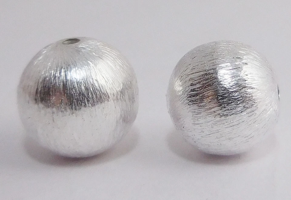 10 PCS 18MM SPACER BRUSHED BALL BEADS STERLING SILVER PLATED - Image 1 of 3