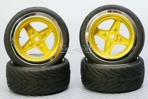 RC Car 1/10 STREET WHEELS Vintage 3MM Offset GOLD 4 Star WORK Chrome LIP  *4pcs* - Picture 1 of 4