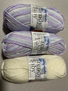 MARY MAXIM TRENDY BABY YARN - BASHFUL LAVENDER & Cream - New - Picture 1 of 7