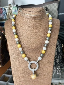 Cultured Freshwater Pearl 8-9mm Multi Color Long Necklace Detach 12mm Pendant - Picture 1 of 6