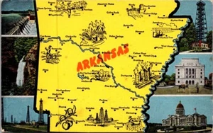 ARKANSAS AR Map multi view Postcard - Picture 1 of 2
