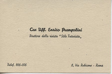 FUTURISMO ENRICO PRAMPOLINI BIGLIETTO DA VISITA DIRETTORE STILE FUTURISTA