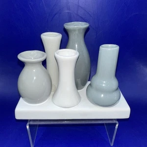 SHADES OF GREYS MINI KNOSPENVASE 5ER SET AUF WEISSEM SOCKEL - Bild 1 von 9