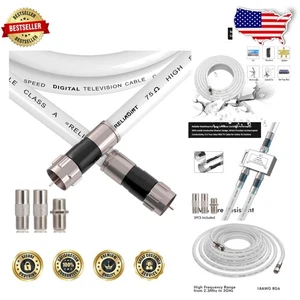 Weather-Resistant 5ft RG6 Coaxial Cable with F Connector for Indoor/Outdoor Use - Picture 1 of 10