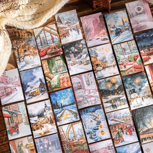 50Pcs Washi Stickers Winter City Village Journal Card Scrapbook Diy Collage Art - Picture 1 of 11