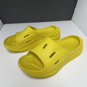 Hoka Ora Recovery 3 Slides Sandals Mens 8 Womens 10 Yellow Slip On Lightw Comfy - Picture 1 of 13