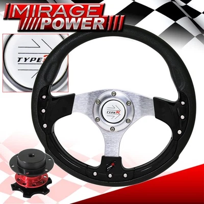 Pvc Black Fusion Style Steering Wheel + Red Competition Style Quick Release - Image 1 of 4