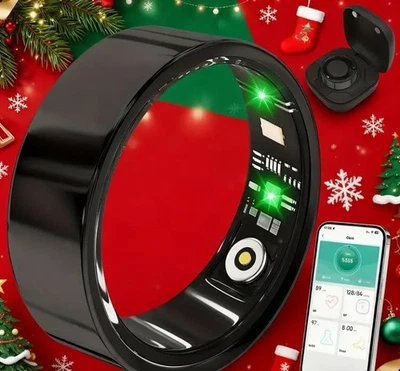 ~ Amazing Smart Health Ring Fitness Tracker with Heart Rate Unisex Black, Size 7 - Image 1 of 4