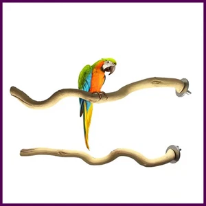Tenedor de madera natural de loro rama perca jaula para pájaros colgante columpio pájaro de pie - Imagen 1 de 29