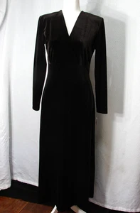 Vintage neu Y2K KC Spencer schokobraun Samt Maxikleid Baby Puppe Langarm 6 - Bild 1 von 9