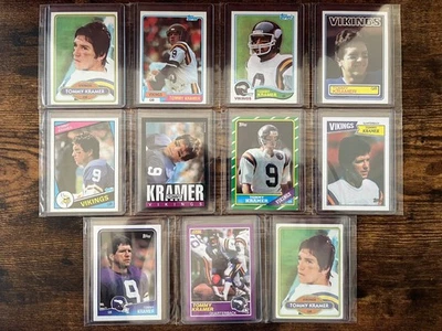LOTE DE (11) CARTÕES TOMMY KRAMER 1980 TOPPS #138 ROOKIE RC 1989 PONTUAÇÃO ARROZ VIKINGS - Imagem 1 de 2