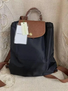 Longchamp Le Pliage kleiner Rucksack Nylon Leder schwarz braun Outlet Duty Free - Bild 1 von 5