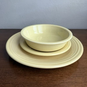 Fiestaware Fiesta Yellow 3 Piece Place Setting Dinner Salad Plate Bowl - Picture 1 of 6
