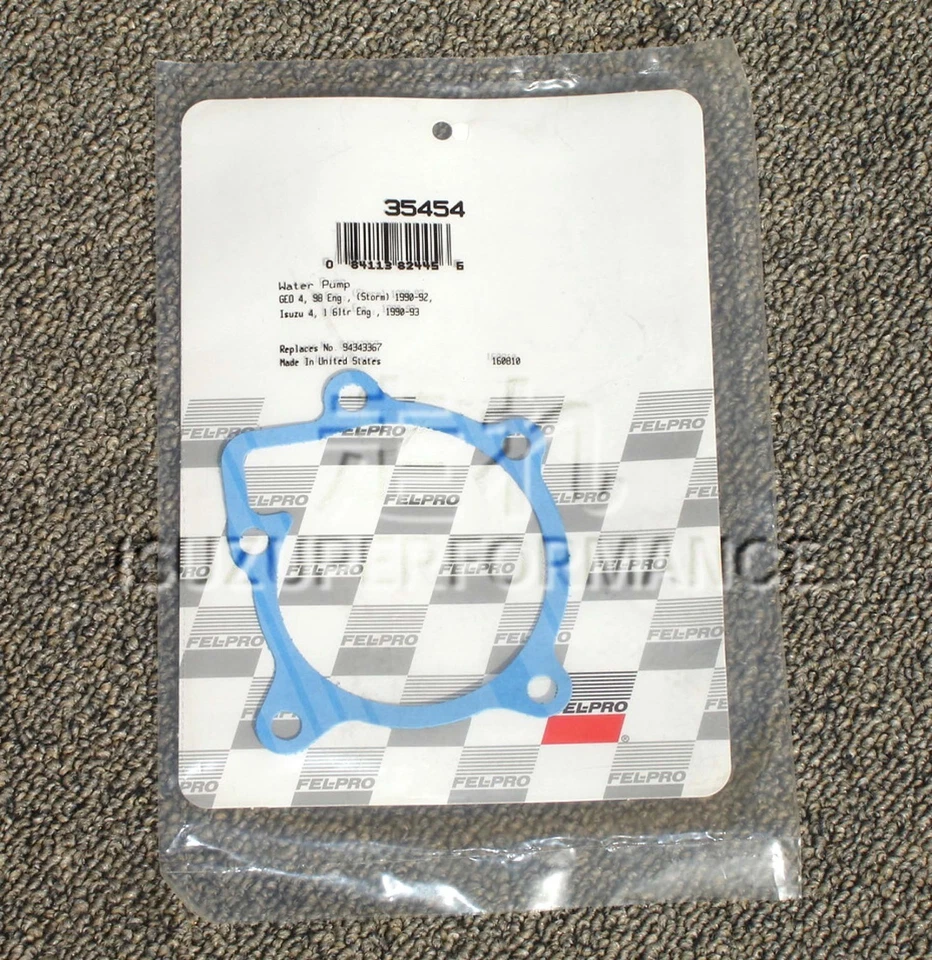 Fel-Pro 35454 Water Pump Gasket Geo Storm Isuzu Impulse Lotus Elan1.6 liter 4XE1 - Image 1 of 1