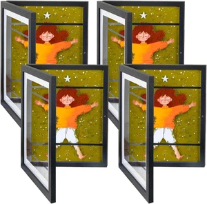 Cornici per opere d'arte per bambini in legno confezione da 4 espositori 8,5X11, cornici artistiche per bambini front op - Foto 1 di 5