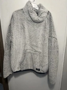 Eddie Bauer Jacket Womens Large Sherpa Fleece Turtleneck White And Black - Picture 1 of 5