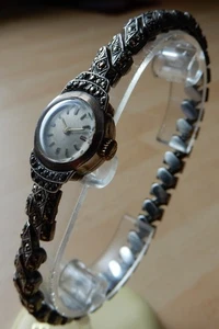 Silbergehäuse Markasiten Damen Armbanduhr 17 Jewels 1966/7 Edinburgh, FEF 6600 - Bild 1 von 14
