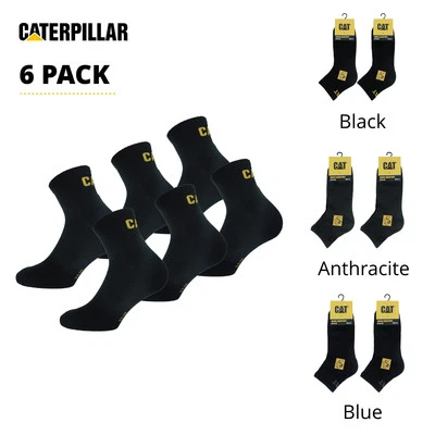 Caterpillar 6 Paia Calze Quarter Lavoro Rinforzo Punta Tallone Cotone
