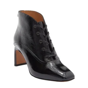 Labucq schwarze Lackleder Schnürstiefeletten Blockabsatz eckige Zehenpartie Jill 38 - Bild 1 von 9