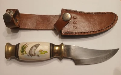 Vintage JRC Fixed Blade Trout Handle Fishing Gutting Hunting Knife W/ Case - Image 1 of 4