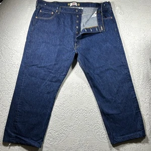 Levis 501 Jeans Herren 38x27 Blau Straight Leg Button Fly Denim Made Haiti Raw - Bild 1 von 15