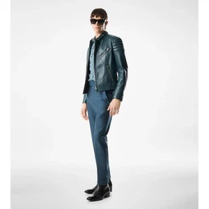 Tom Ford GRAIN LEATHER ZIP BIKER BLUE - BNWT - $9.5K - Picture 1 of 4