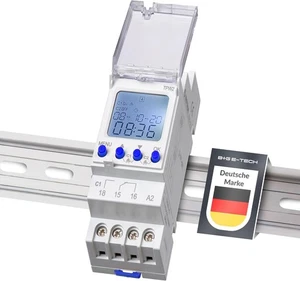 digitale 2 Kanal Zeitschaltuhr für Hutschiene, 24-264V, LCD beleuchtet - Bild 1 von 6
