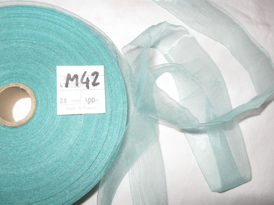 100 METRES DE RUBAN VOILE VERT 2,8 CM DE LARGE/N°N42 - Photo 1/1