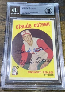 Claude Osteen Signed 1959 Topps Autographed #224 BAS Beckett Redlegs Slabbed - Picture 1 of 2