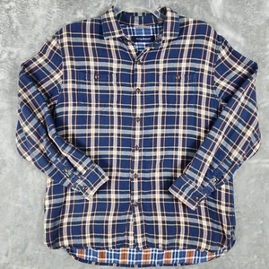 Camisa Tommy Bahama Franela Doble Capa Para Hombre GRANDE Azul Naranja A Cuadros Abotonada - Imagen 1 de 17