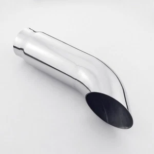 Polish Stainless Steel 2.5" Inlet Turn Down Exhaust Tip 3" Out Single Wall 12" L - Picture 1 of 7