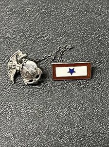 WW2 Marine Corps 2 Piece Sterling Son In Service Pin - China Marine EGA 925 - Picture 1 of 2