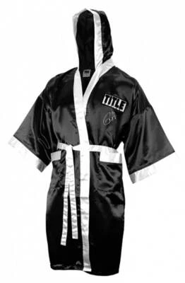 Roy Jones Jr. Signed Title Black/White Trim Boxing Robe With Hood (SCHWARTZ COA) - Image 1 of 2