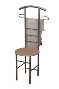 Herrendiener / Herrendienerstuhl Kleiderständer Alufarben/Sitz MDF Buchefarben - Bild 1 von 1