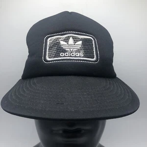 Adidas Trucker Hat Cap Mens One Size Black Mesh Back Adjustable Embroidered Logo - Picture 1 of 10