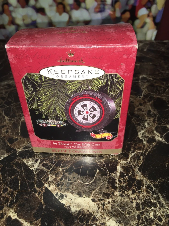 1999 Hallmark Hot Wheels Jet Threat Car W/ Case Keepsake Ornament IOB QX6527