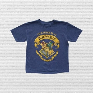 Harry Potter Boys Girls Hogwarts Crest Tee Shirt Blue Short Sleeve Size S (8) - Picture 1 of 11